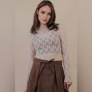 Very J Ivory Lace Sheer Blouse